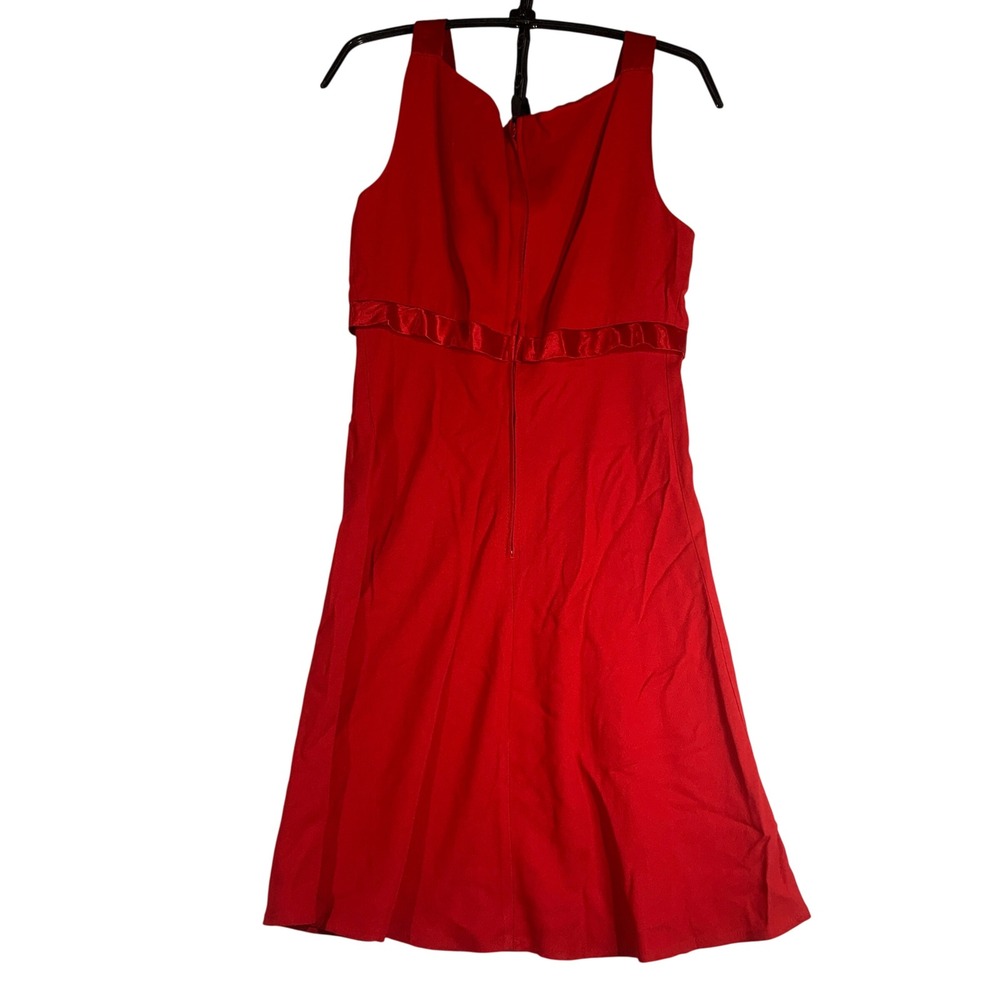 Vintage 90s Maurices Red Dress Sleeveless A-Line Ribbon Detail Party Cocktail XS - Picture 5 of 6